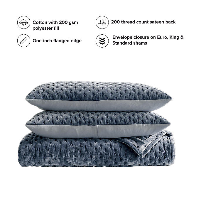 Frontgate Rumi Velvet Quilted Bedding Cotton Sateen Back
