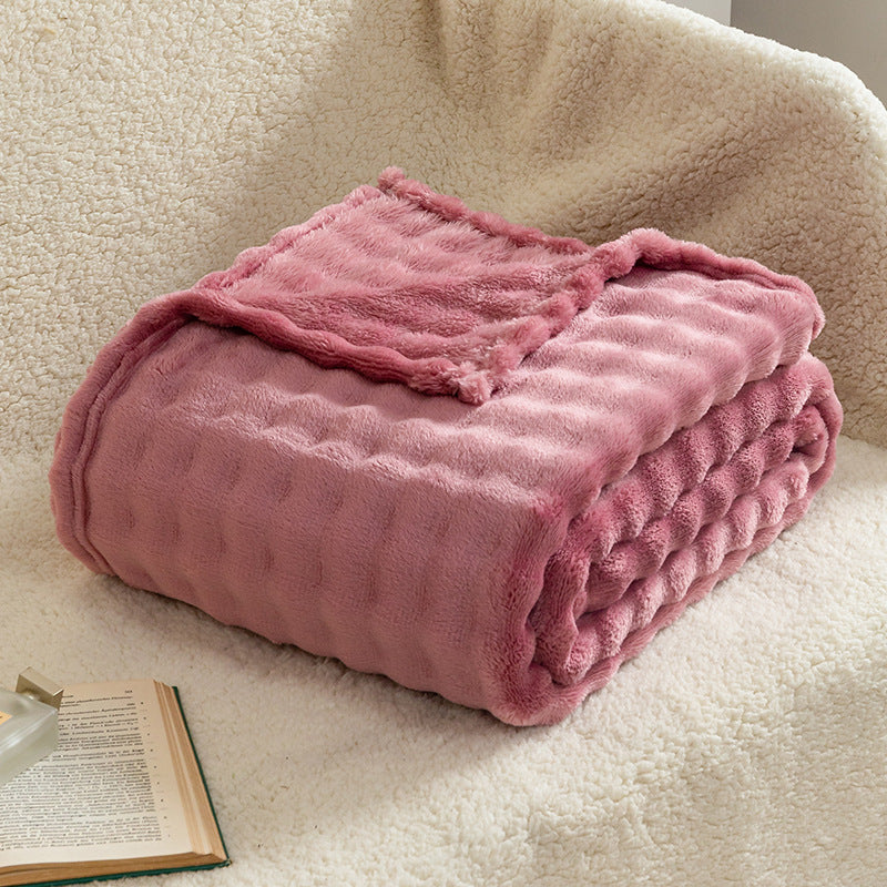 Soft Bubble Flannel Throw Blanket Lightweight Textured