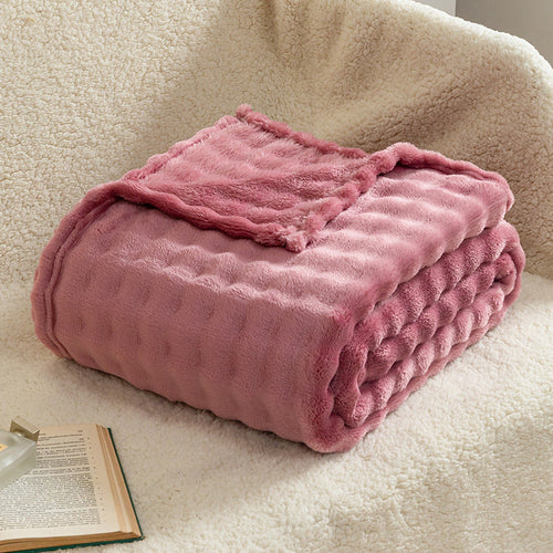 Soft Bubble Flannel Throw Blanket Lightweight Textured