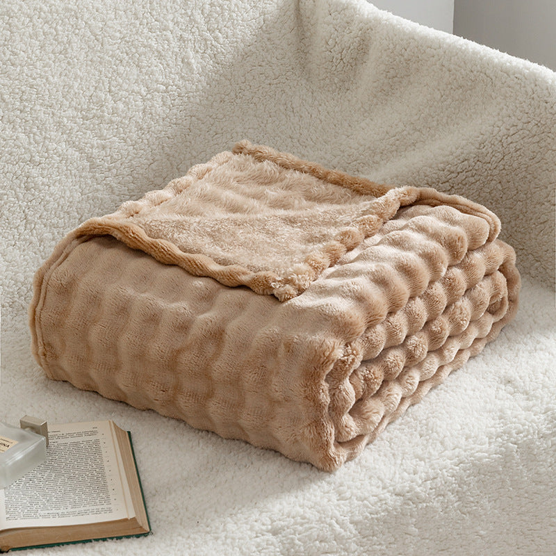 Soft Bubble Flannel Throw Blanket Lightweight Textured