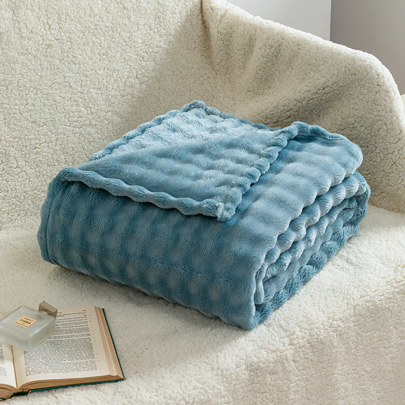 Soft Bubble Flannel Throw Blanket Lightweight Textured