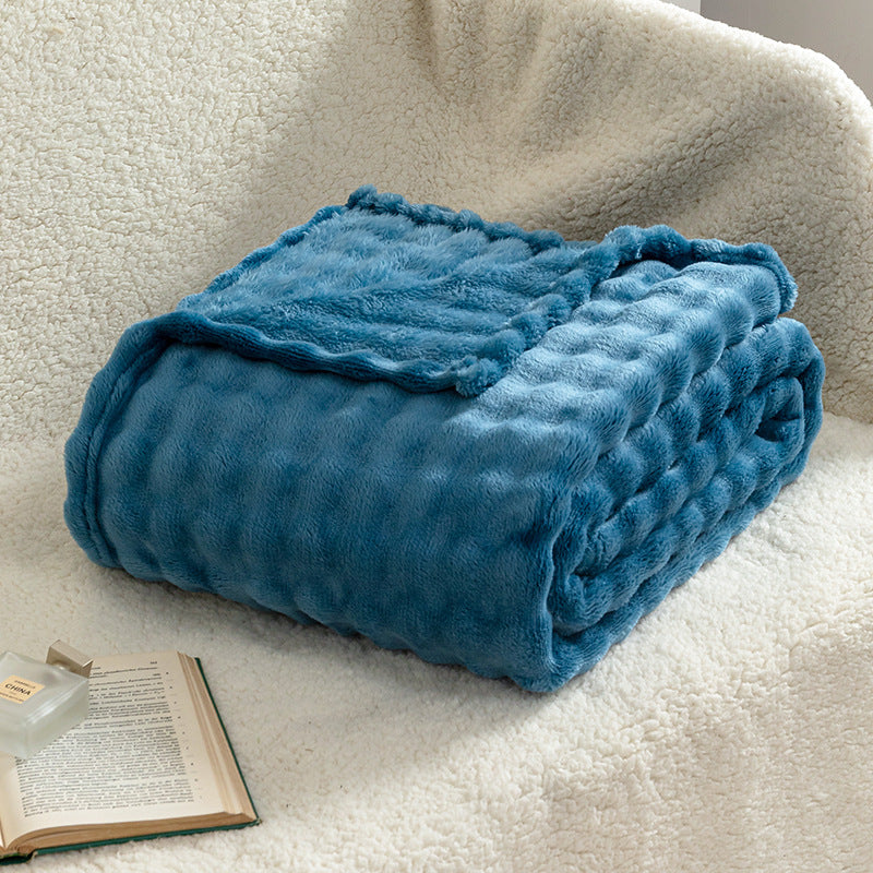 Soft Bubble Flannel Throw Blanket Lightweight Textured