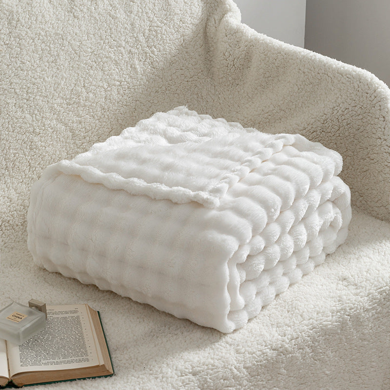 Soft Bubble Flannel Throw Blanket Lightweight Textured