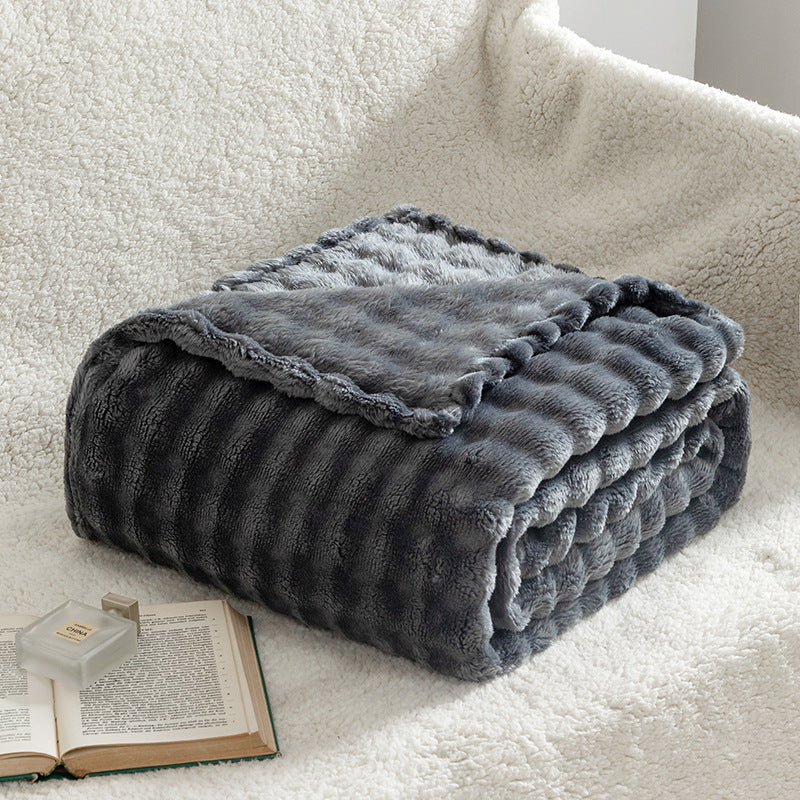 Soft Bubble Flannel Throw Blanket Lightweight Textured